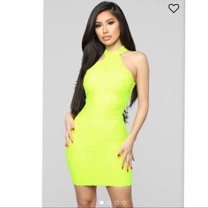 Diva Vibes Dress Neon Yellow